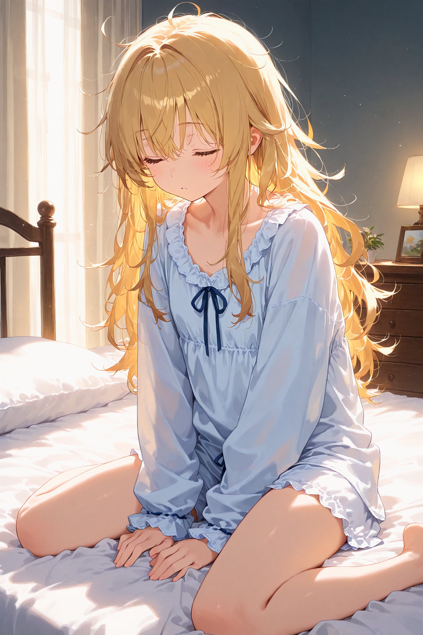 00072-2632693224-masterpiece,best quality,_1girl,waking_up ,backlit,sleepwear ,sitting,messy_hair ,room.jpg